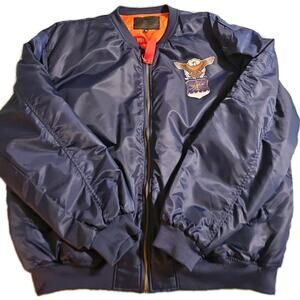US Air Force Veteran's Navy Blue Bomber Jacket Size 3X Pockets Graphics Puffer